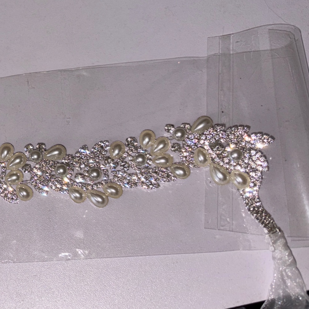 Elegant Pearl and Crystal Embellishments Sash
